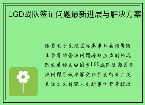 LGD战队签证问题最新进展与解决方案
